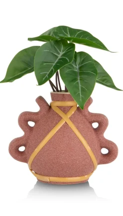 Anthurium Mini Bush H13cm kunstbloem in de kleur Groen