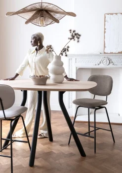 ARVADA bartafel 125 cm - rond - centrale poot - naturel eiken