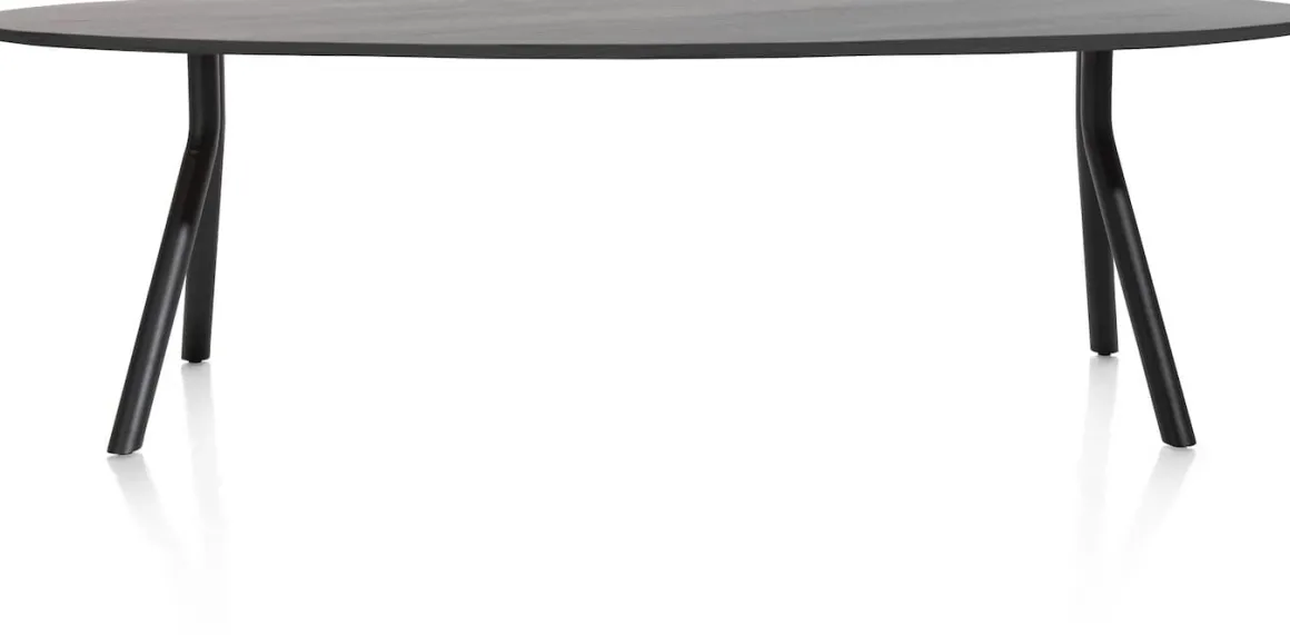 Arvada ellipsvormige eiken eettafel met metalen poten 250x110cm