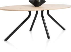 Arvada ellipsvormige eiken eettafel met metalen poot 250x110cm