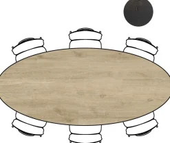 Arvada ellipsvormige eiken eettafel met metalen poot 250x110cm