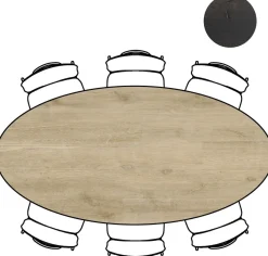 Arvada ellipsvormige eiken eettafel met metalen poten 220x110cm
