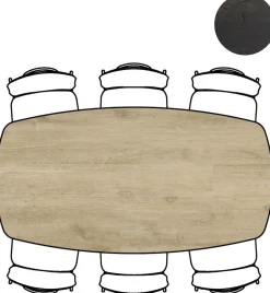 Arvada ovale eiken eettafel met zwart metalen poten 190x100cm