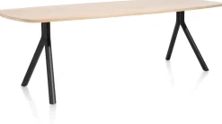 Arvada ovale eiken eettafel met zwart metalen poten 160x100cm