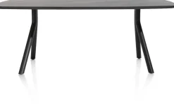 Arvada ovale eiken eettafel met zwart metalen poten 160x100cm