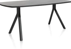Arvada ovale eiken eettafel met zwart metalen poten 160x100cm