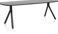 Arvada ovale eiken eettafel met zwart metalen poten 220x110cm
