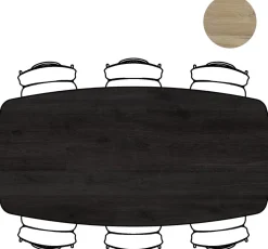 Arvada ovale eiken eettafel met zwart metalen poten 220x110cm