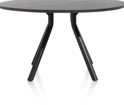 Arvada ronde eiken eettafel met zwart metalen poot 140cm