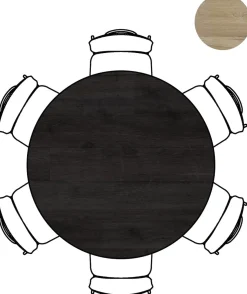 Arvada ronde eiken eettafel met zwart metalen poot 140cm