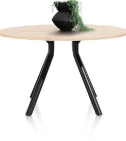 Arvada ronde eiken eettafel met zwart metalen poot 140cm