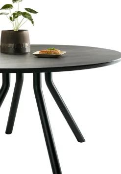 Arvada ronde eiken eettafel met zwart metalen poot 125cm