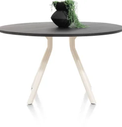 ARVADA tafel 140 cm - rond - centrale poot Nebbia - onyx