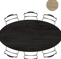 ARVADA tafel 220 x 110 cm - ellips - centrale poot Nebbia - onyx