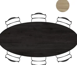 ARVADA tafel 250 x 110 cm - ellips - centrale poot Nebbia - onyx