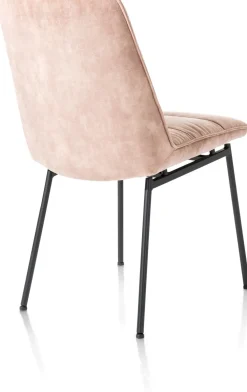 Aurora velours eetkamerstoel met zwart metalen frame