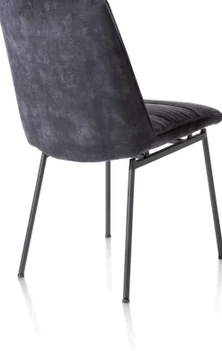 Aurora velours eetkamerstoel met zwart metalen frame