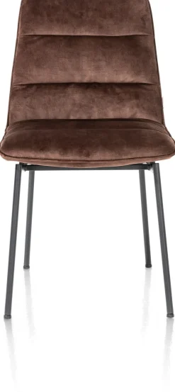 Aurora velours eetkamerstoel met zwart metalen frame