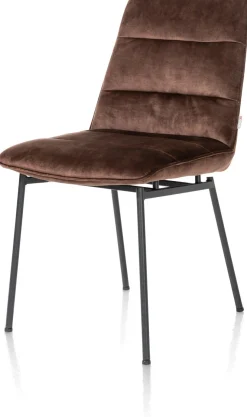 Aurora velours eetkamerstoel met zwart metalen frame