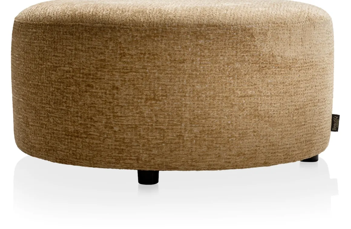 BeautiQ - Chic poef - rond 80 cm in de kleur Okergeel