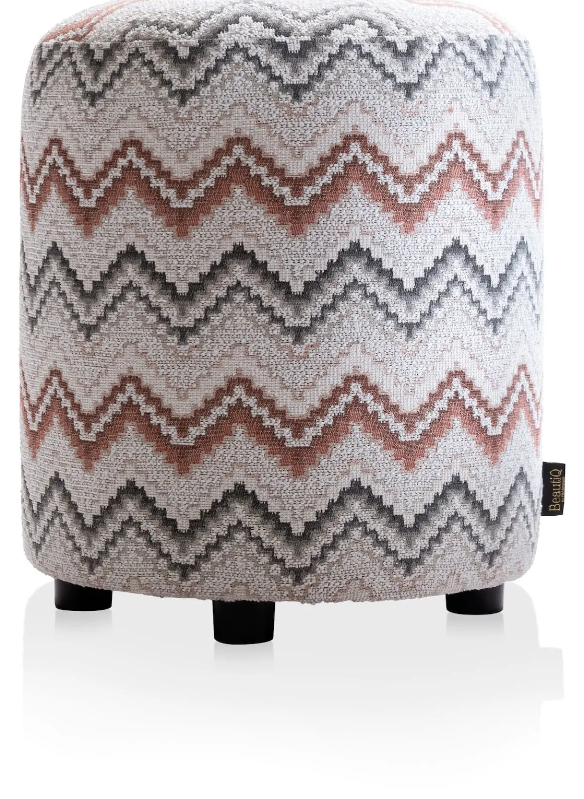 BeautiQ - Lush poef - rond 42 cm in de kleur Koper - COCOmaison