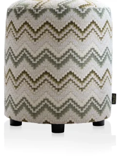 BeautiQ - Lush poef - rond 42 cm in de kleur Olijf - COCOmaison