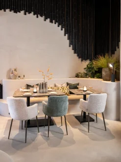 Brest bistrotafel marble light grey (75x75cm) kleur Zwart