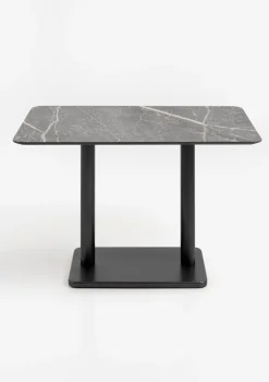 Brest bistrotafel marble light grey (120x75cm) kleur Zwart