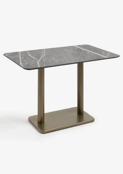 Brest bistrotafel marble light grey (120x75cm) kleur Goud