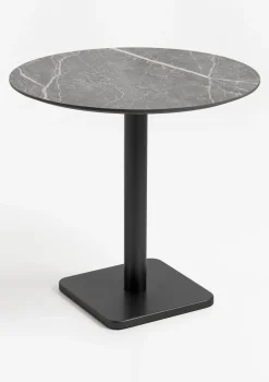 Brest bistrotafel marble light grey (D80cm) kleur Zwart