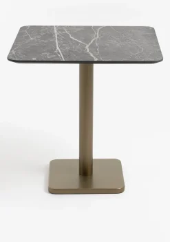Brest bistrotafel marble light grey (75x75cm) kleur Goud