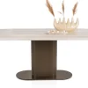Brianto, eetkamertafel 240 x 100 cm - keramiek blad Travertin - Steel Brown
