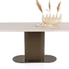 Brianto, eetkamertafel 210 x 100 cm - keramiek blad Travertin - Steel Brown