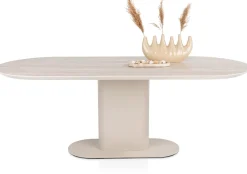 Brianto, eetkamertafel 210 x 100 cm - keramiek blad Travertin - Creme