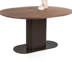 Brianza, eetkamertafel 150 x 120 cm - walnoot fineer - Steel Brown