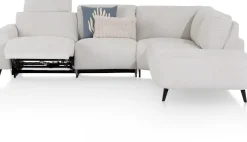 Carini, hoekbank 2,5 zits arm links electrisch + ottomane rechts - Vada Ivory
