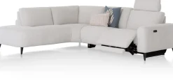 Carini, hoekbank 2,5 zits arm rechts electrisch + ottomane links - Vada Ivory