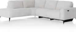 Carini, hoekbank 2,5 zits arm rechts electrisch + ottomane links - Vada Ivory