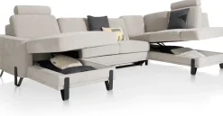 Denver, Longchair links - 2,5 zits - ottomane rechts