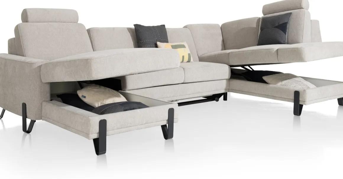 Denver, Longchair links - 2,5 zits - ottomane rechts