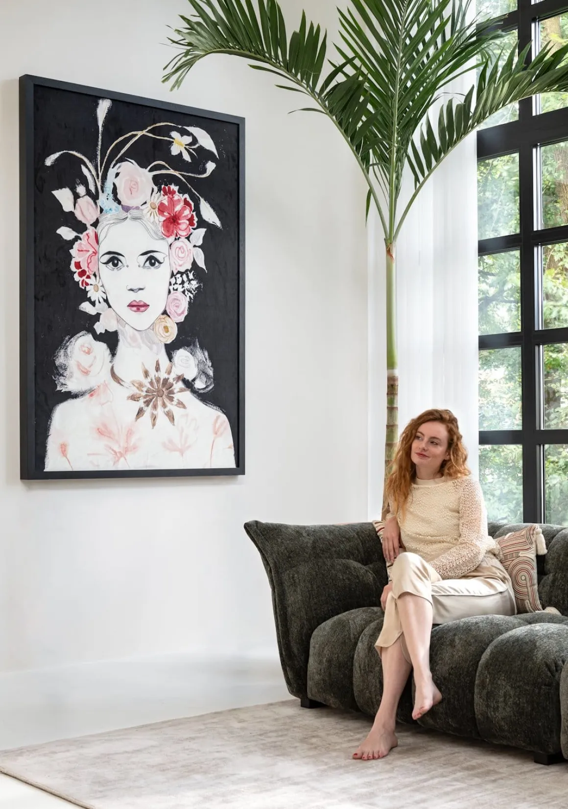 Dior Flower schilderij in de kleur Multi Color - COCOmaison