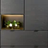 Elements, bergkast 90 cm. - 2-deuren + 2-laden + 2-niches + led incl. metalen poten - Onyx