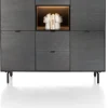 Elements, dressette 150 cm - 5-deuren + 2-laden + 1-niche + led incl. metalen poten - Onyx