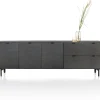 Elements, dressoir 240 cm - 3-deuren + 2-laden incl. metalen poten - Onyx