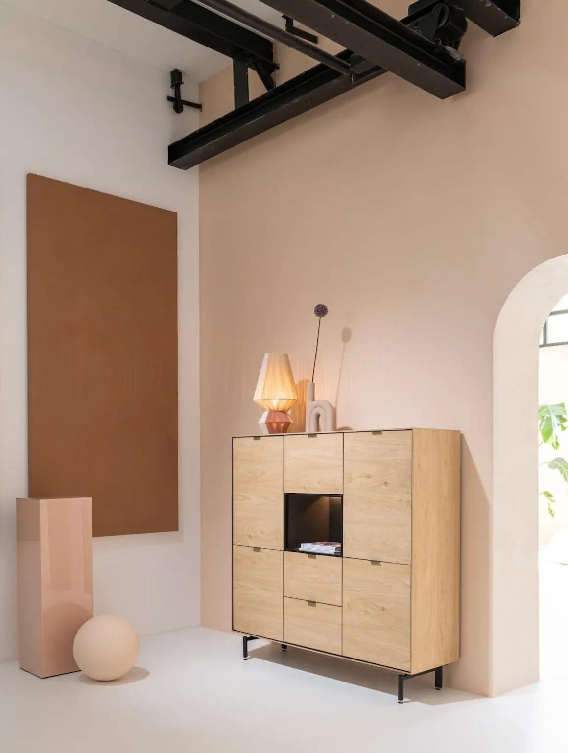 Elements eikenfineer dressette met niche + LED 150cm