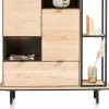 Elements, Highboard Naturel 90 cm + boekenkast 30 x 120 cm + platform 130 cm met 2 metalen poten