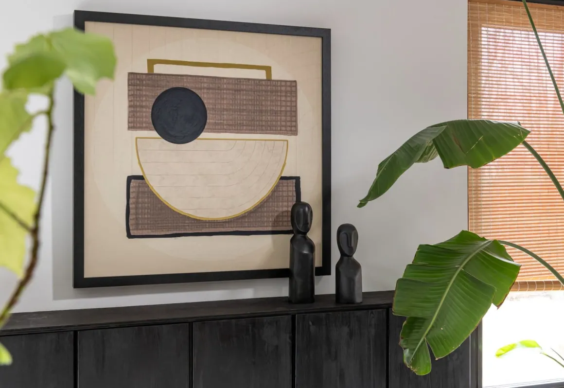 Encounter schilderij (100x100cm) in de kleur Zwart - COCOmaison