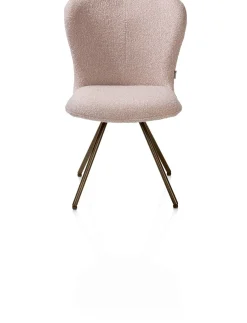 Ethan, eetkamerstoel - draaibaar steelbrown - 4-poot - stof Cloudy - Roze