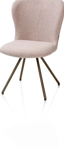 Ethan, eetkamerstoel - draaibaar steelbrown - 4-poot - stof Cloudy - Roze