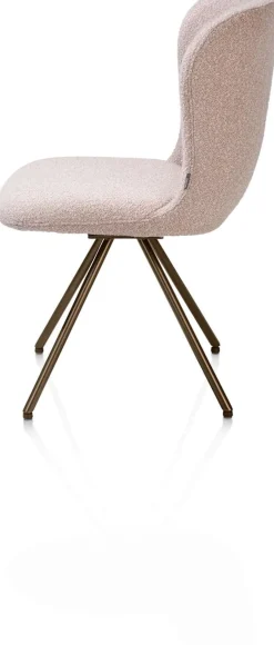 Ethan, eetkamerstoel - draaibaar steelbrown - 4-poot - stof Cloudy - Roze